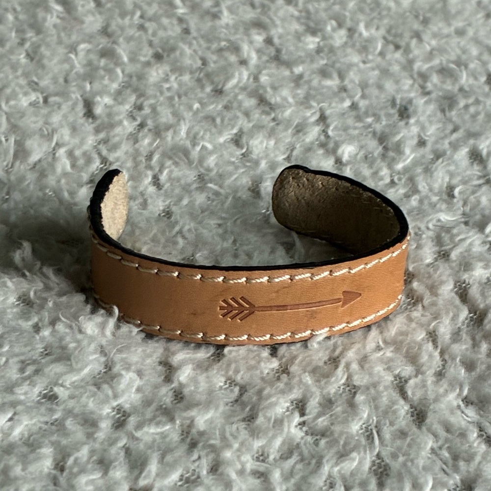 Tan Leather Arrow Cuff Bracelet